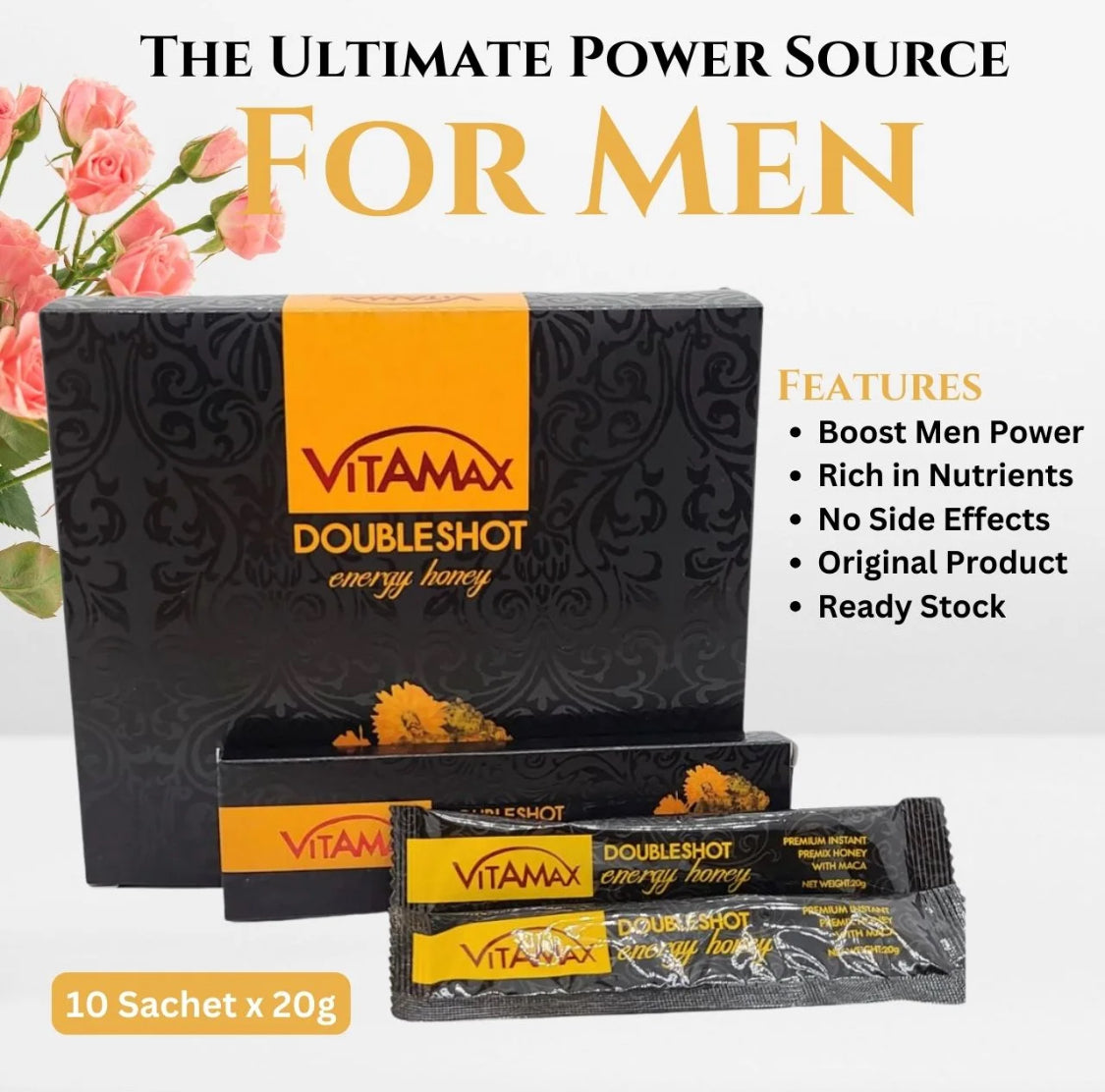 Vitamax Doubleshot Energy Honey for Men (10 Sachets x 20g)
