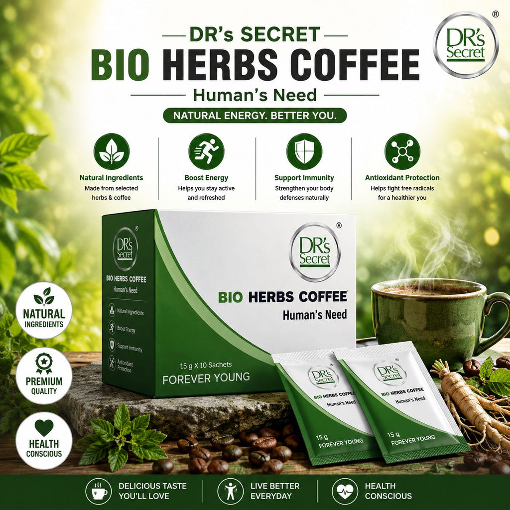 DR’s Secret Bio Herbs Coffee – Premium Herbal Coffee | 15g × 10 Sachets