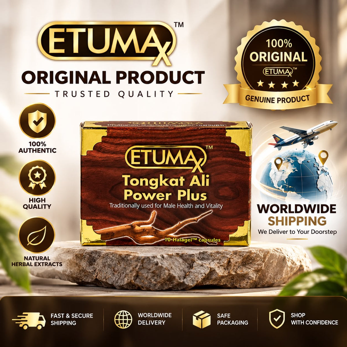 ETUMAX Tongkat Ali Power Plus – 10 Capsules | Malaysian Men's Vitality Supplement