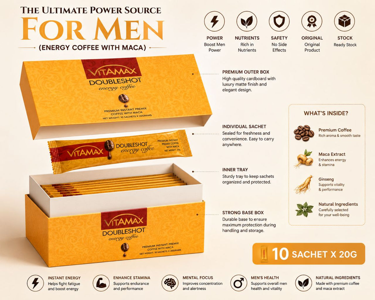 Vitamax Doubleshot Energy Coffee for Men (10 Sachets x 20g)
