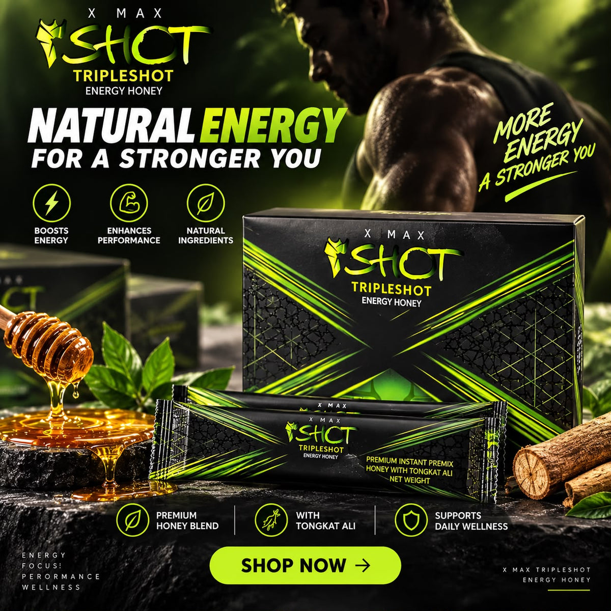 X MAX 3 TripleShot Energy Honey – Premium Malaysian Honey with Tongkat Ali